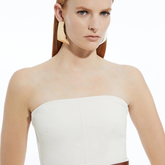 Tailored Crepe Bandeau Pleated Full Skirted Maxi Dress - Picture 3 of 9